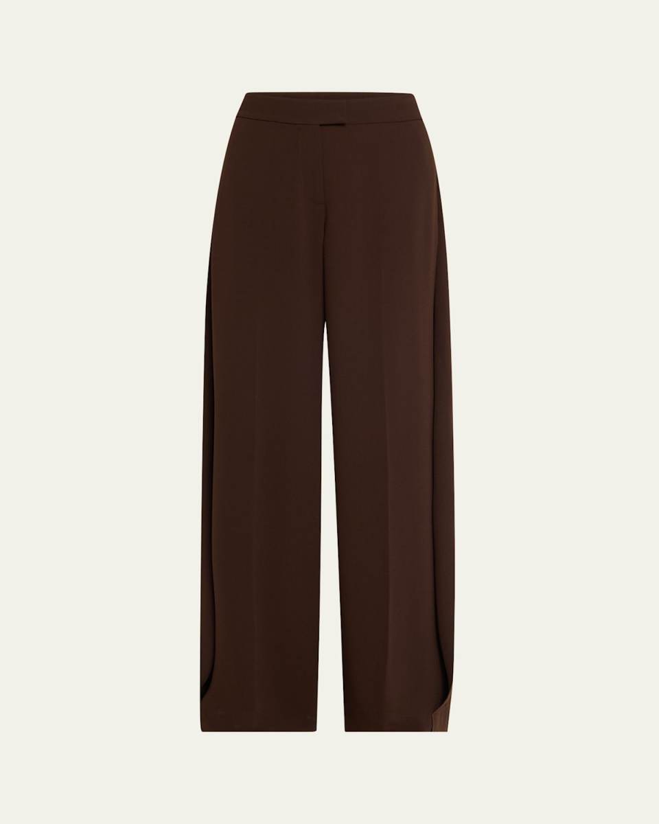 Wide Leg Crepe Pants With Side Extens